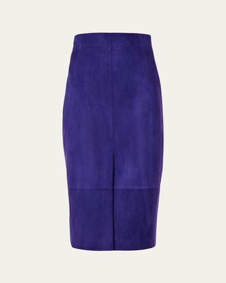Akris Suede Front Slit Pencil Skirt