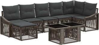 vidaXL Conjunto De Sof&aacute;s De Jard&iacute;n 8 Uds. Gris Y Gris Oscuro Vidaxl