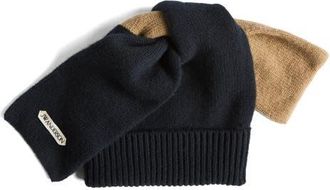 J.W.Anderson Knotted Colorblock Wool Beanie in Navy at Nordstrom