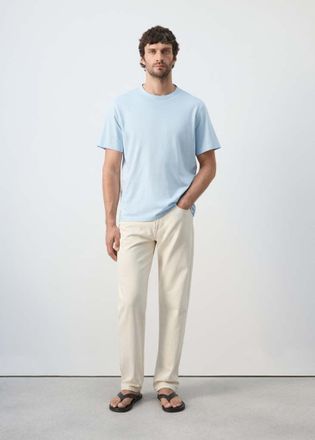 Mango Maglietta 100% cotone lavato celeste - Uomo - XXL - MANGO MAN