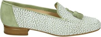 Brunate Groene Instappers met Leren Zool - Dames - Loafers - Groen - 39 1/2 EU - Leer - Schoenen