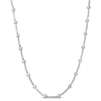 House of Brilliance 14K White Gold 1.0 Cttw Diamond Flower and Bar Station Necklace at Nordstrom
