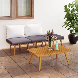 vidaXL Muebles De Jard&iacute;n 4 Piezas Con Cojines Madera Maciza De Acacia Vidaxl