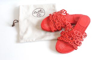 Hermès Rouge Bali Ancona Sandals Size 36