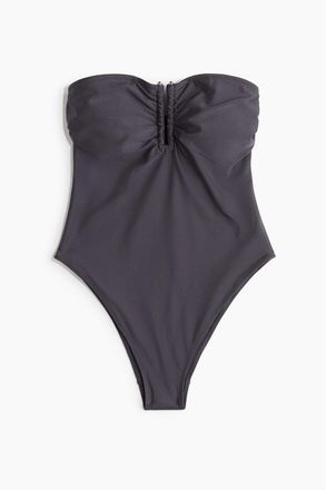 H&M Bandeau-Badeanzug mit wattierten Cups - Dunkelgrau