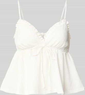 Gina Tricot Trägertop mit Schnürung und V-Ausschnitt in Weiss, Größe XL