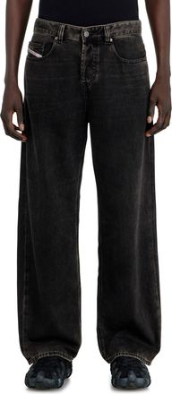 Diesel Relaxed Jeans Low Waist 2001 D-Macro, Black/Dark grey, Button fly