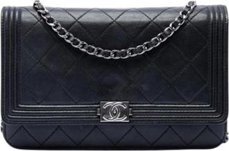 Chanel Pre-owned Boy Wallet on Chain - Dames - Vintage Accessoires - Zwart - ONE Size - Leer - Vintage