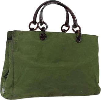 Prada Pre-owned Tote Bags, female, Green, Size: ONE SIZE Pre-owned Vintage Nylon Tote Bag