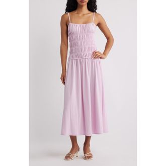 Mango Ruched Bodice Midi Dress in Light Pink at Nordstrom, Size 10