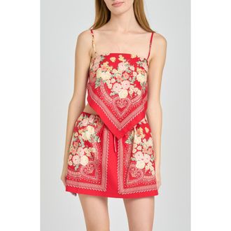 Wayf Luna Floral Scarf Camisole in Red Scarf at Nordstrom, Size X-Small