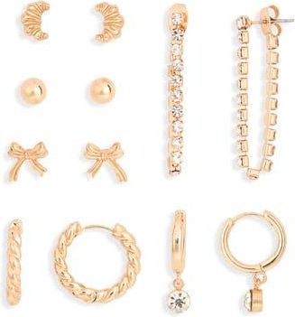 BP. Set of 6 Assorted Earrings & Ceramic Tray in Gold- Ivory at Nordstrom Rack