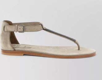 Brunello Cucinelli suede t-strap flat sandals