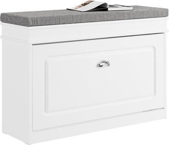 SoBuy Sobuy - Mobili Per Scarpe Serie Scarpiere 1 Anta 1 Cuscino 75x24x51cm Bianco Fsr82-l-w
