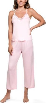 In Bloom by Jonquil Lace Trim Satin Long Pajamas in Light Pink at Nordstrom Rack, Size X-Large