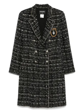 Chanel 2005 tweed coat - women - Acrylic/Cotton/Polyamide/Viscose/Mohair/Polyester/Silk/Silk/Elastane - 38 - Black