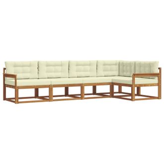 vidaXL Conjunto De Sof&aacute;s De Exterior Con Coj&iacute;n 5 Pcs Natural Y Crema Vidaxl