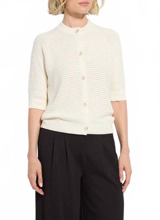 Lyss&eacute; Regina Short Sleeve Cardigan In Ecru