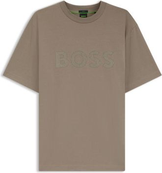 BOSS Tonal flocked-logo T-shirt in stretch cotton
