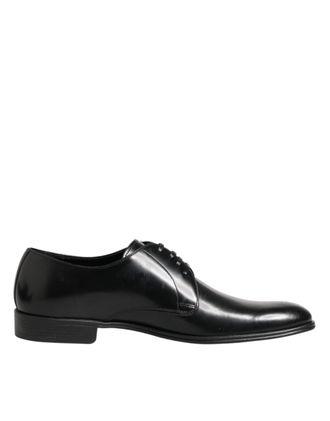 Dolce & Gabbana Black Calfskin Leather Derby Dress Mens Shoes