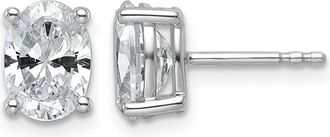 Diamond2Deal 14k White Gold 2 ct Oval Lab Grown Diamond Stud Earrings VS Clarity, D-E Color
