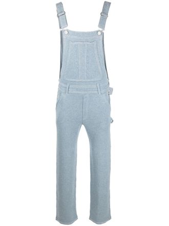 Barrie cotton-cashmere denim-effect dungarees - Blue