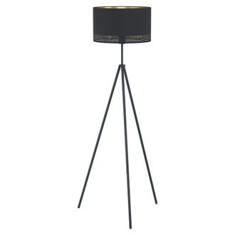 Loops Floor Lamp Light Colour Black Shade Black Inner Gold Outer Fabric Bulb E27 1x40W