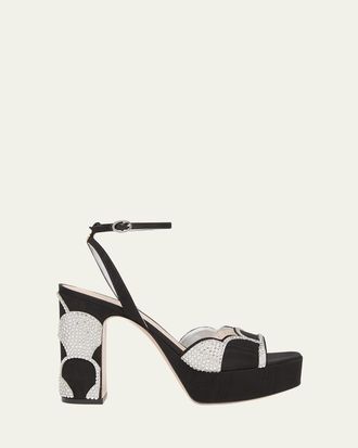 Valentino Garavani Bowow Strass Scallop Platform Sandals