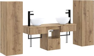 vidaXL Juego De Muebles De Ba&ntilde;o 5 Uds. Roble Artisan Vidaxl