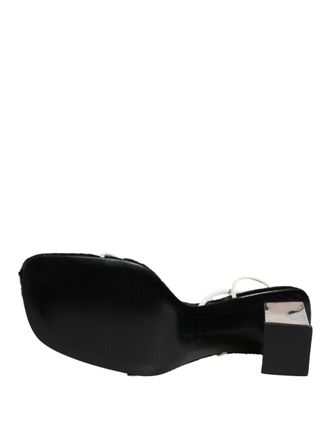 Dolce & Gabbana Silver Black Leather Block Heels Sandals Womens Shoes (Pre-Owned)
