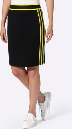 Heine Jerseyrock HEINE, Damen, Gr. 34, schwarz, 70% Viskose, 25% Polyamid, 5% Elasthan, gemustert, gestreift, unifarben, kurz, R&ouml;cke Jerseyrock