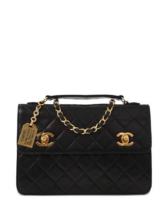 Chanel 1990 2way quilted chain shoulder bag - women - Lambskin - One Size - Black