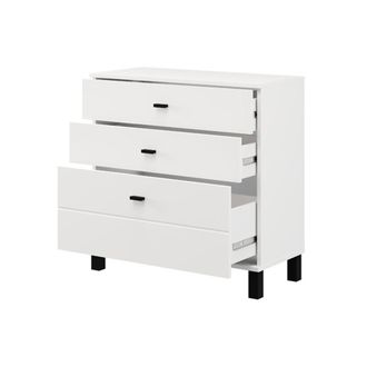 Dmora Aparador Mindo, Alacena 3 Cajones, Un Estante, Apertura Deslizante, 77x35x78 Cm Blanco Mate