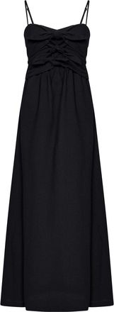 Msgm M. S.G. M. Long Black Textured Stretch Cotton Dress