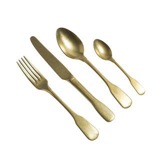 knIndustrie Set of 4 cutlery BRICK LANE, stone washed gold