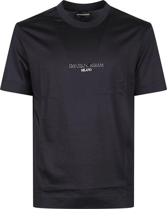 Emporio Armani Lettering Logo T-Shirt - Heren - T-shirts - Blauw - XL - Katoen - Tops