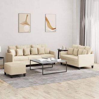 vidaXL Juego De Sof&aacute;s Con Cojines 3 Piezas Tela Crema Vidaxl