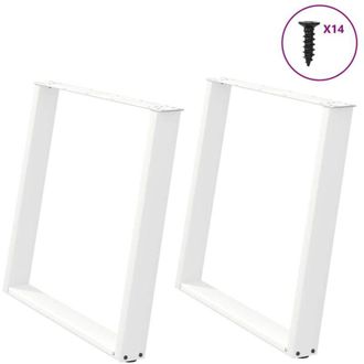 vidaXL Vidaxl - Patas Para Mesa De Comedor En Forma De U (2 Unidades), Color Blanco, 100 X (72-73) Cm, Acero