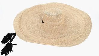 MONTEGALLO Straw ROSSELLA Hat with Fringed Strap size M
