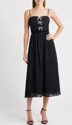 Moon River Crystal Bow Detail Metallic Dress in Black at Nordstrom Rack, Size X-Large
