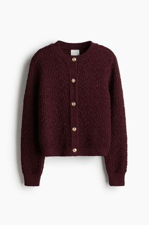 H&M Cardigan in Strukturstrick - Weinrot