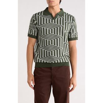 Tom Baine Johnny Collar Knit Polo Sweater in Green at Nordstrom Rack, Size Xx-Large