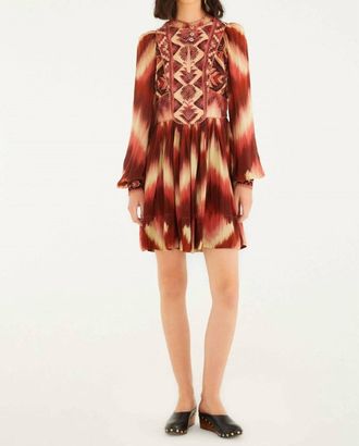 Farm Rio Amanda Matelasse Tapestry Quilted Mini Dress In Stripes Ikat Red
