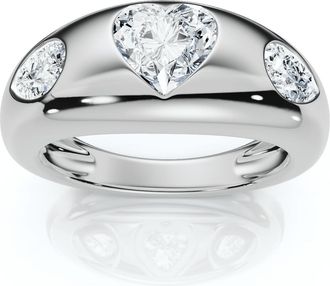 Pompeii3 1 3/10Ct Sloan Heart Shape Flush Set Diamond Dome Band 14k Gold Lab Grown EF/VS
