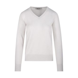 Max Mara Idoneo V-hals Trui - Dames - V-hals truien - Wit - S - Wol - Truien & Vesten