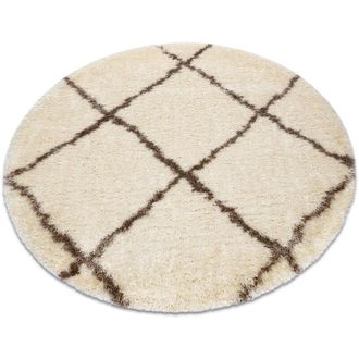 RugsX Rugsx - Alfombra Fluffy 2373 Circulo Shaggy Conducci&oacute;n - Crema / Beige Beige Circulo 160 Cm