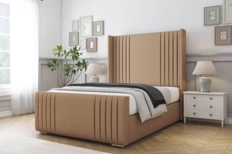 Comfort Beds Elise Dumfries Bed Frame With Mattress-50 Upholstered Wingback in Light Brown | Size: Single