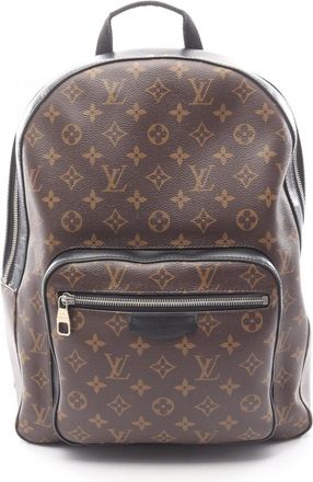 Louis Vuitton Black Brown Coated Canvas Leather Backpack (Pre-Owned)