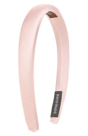 Tasha Skinny Padded Satin Headband in Pink at Nordstrom
