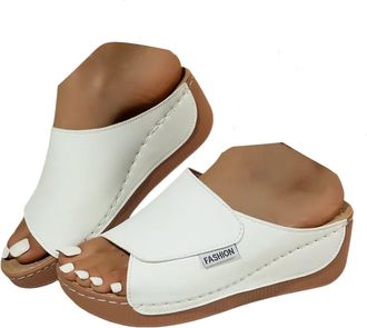 Generic Sandals for Women Ladies Slippers Comfortable Heel Stand Summer Womens Sandals & Slides Fashion Flat Platform Thick Bottom Fish Mouth Hard Bottom Beac